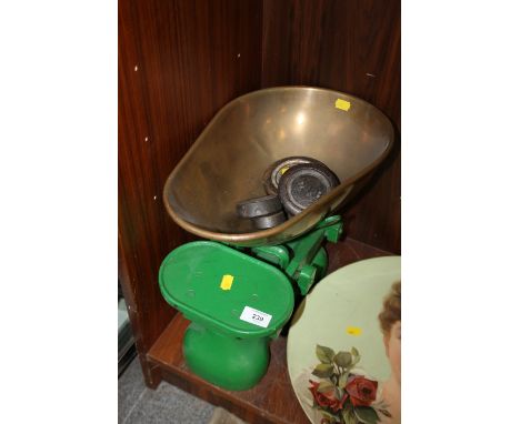 A LARGE VINTAGE SET OF SCALES AND WEIGHTS