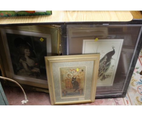 A SELECTION OF PRINTS TO INCLUDE A GILT FRAMED PORTRAIT OF A LADY