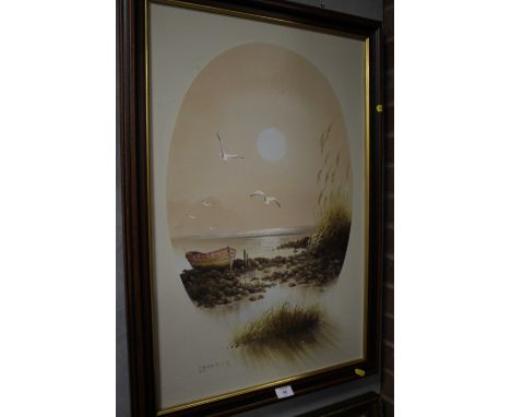 A FRAMED SEASCAPE OIL ON CANVAS SIGNED LACOSTE