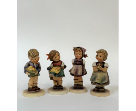 A group of four Hummel figures comprising "A gift from a Friend", "Which Hand?", "For Mother" and "Bashful". (h- 13.5cm) (mar