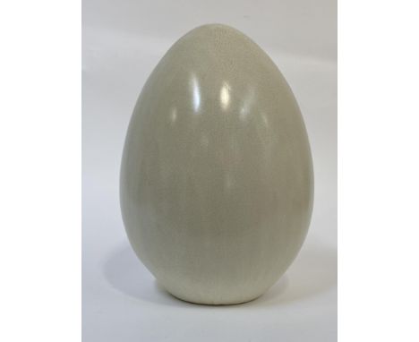 A large modern Chinese crackle-glazed ceramic egg, H40cm, W28cm
