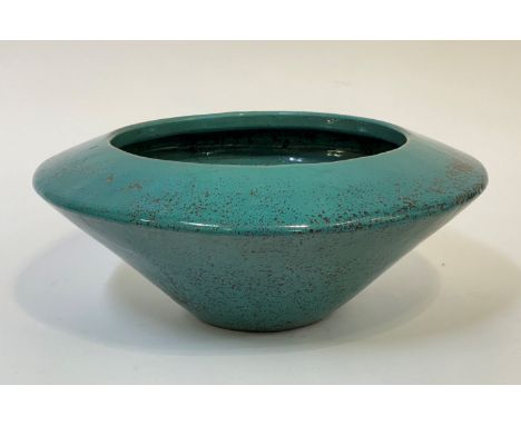 A contemporary blue crystalline glazed basin by Habitat, with stamp to base, H19cm, D46cm.