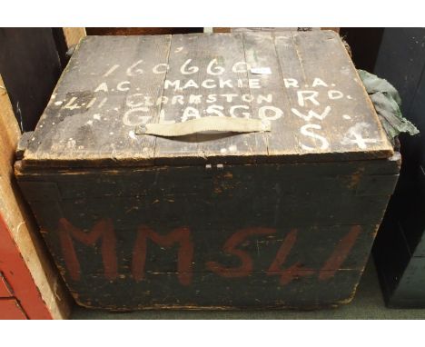 A wooden trunk "A.C. Mackie, R.A." Condition Report: Available upon request