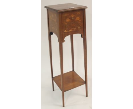 An Art Nouveau inlaid mahogany plant stand, 109cm high Condition Report: Available upon request