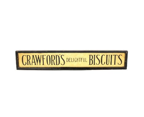 Vintage advertising: CRAWFORD'S DELIGHTFUL BISCUITS black painted frame, 13x72cm.