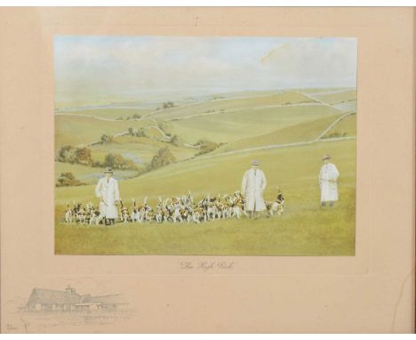 The Quorn - 'The Durham Ox, Six Hills', unsigned, pair of prints,framed and glazed,27x22cm;The High Peak,unsigned, print,fram