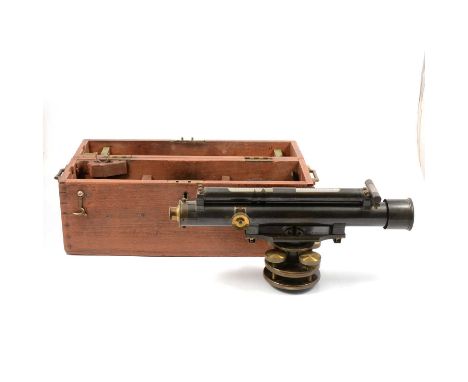 A surveyor's theodolite by R W Street, Commercial Road, Lambeth, London, in a fitted mahogany box, with repair label from Pat