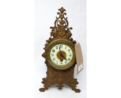 A 20th century French brass mantle clock, H.37cm 