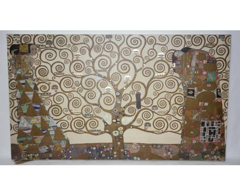 A large print on canvas after Gustav Klimt. H.72 W.126cm 