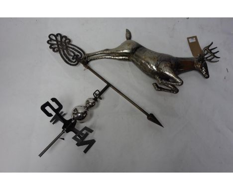 A contemporary weather vane with stag finial, H.105cm 