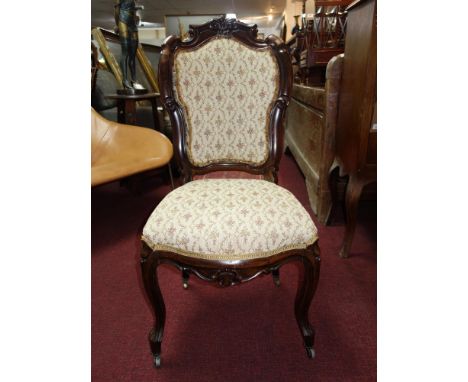 A 19th century French mahogany side chair and a beech ladder back armchair. 