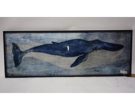 A print on glass of a whale, 44 x 120cm 