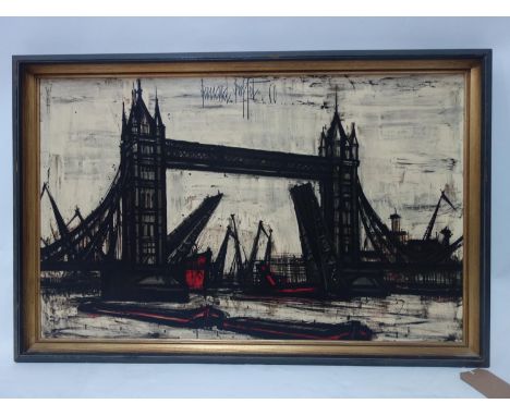 After Bernard Buffet, a print of London bridge, 46 x 75cm 