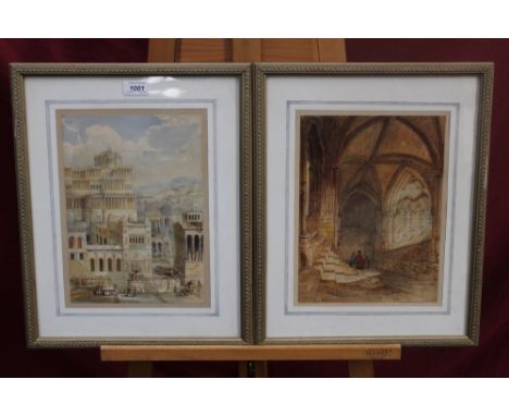 Edward Sherrat Cole (1817 - 1905), two pencil and watercolours - The North Transept of Wells Cathedral, initialled and dated 