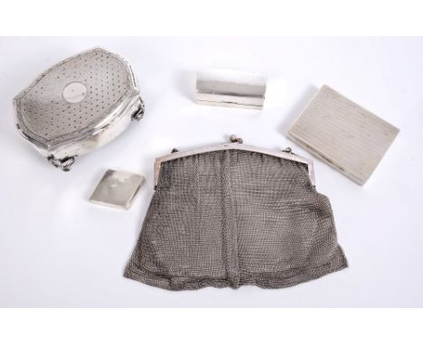 1920s Continental silver mesh handbag with chamois leather lining (Import marks for London 1920), Late Victorian silver ring 