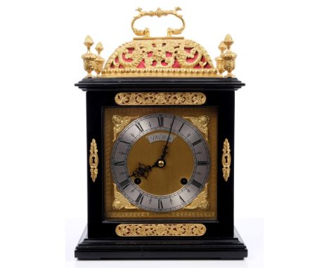 1973 Garrard-Elliott English limited edition reproduction 17th century-style basket-top bracket clock striking quarters and h