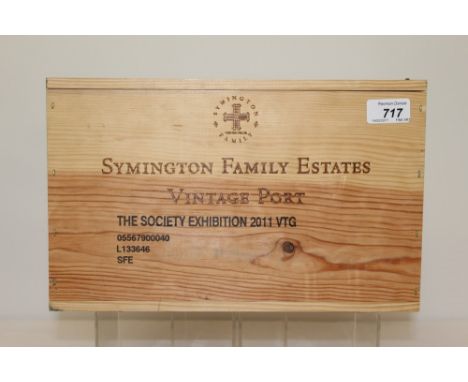 Six bottles - The Society's Exhibition Symington Family Estate Vintage Port 2011, in original wooden case