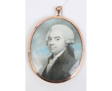 Richard Cosway (1742 - 1821), watercolour miniature on ivory - portrait of a gentleman, named as Mr Ginkel (1743 - 1808), wit