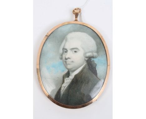 Richard Cosway (1742 - 1821), watercolour miniature on ivory - portrait of a gentleman, named as Mr Ginkel (1743 - 1808), wit