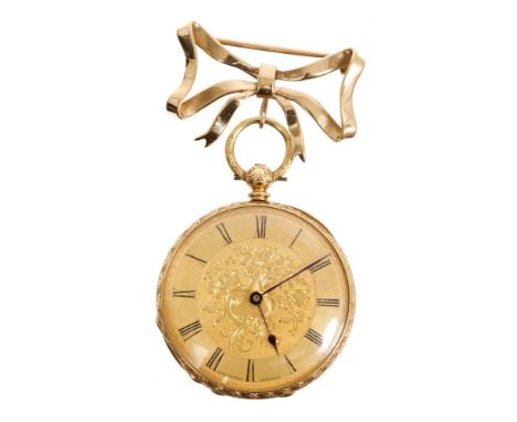 19th century Swiss mid-size gold, diamond and blue enamel fob watch with key-wind movement, signed - 'Le Comte, Geneve', engr