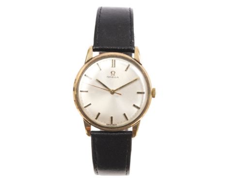 1960s gentlemen's Omega gold (9ct) wristwatch with manual-wind movement, number 21529814, the circular dial with satin finish