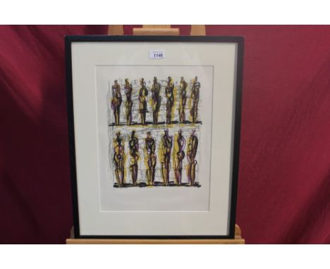 *Henry Moore (1898 - 1986), lithograph on handmade paper - Thirteen Standing Figures, 1958, from Head, Figures and Ideas Port