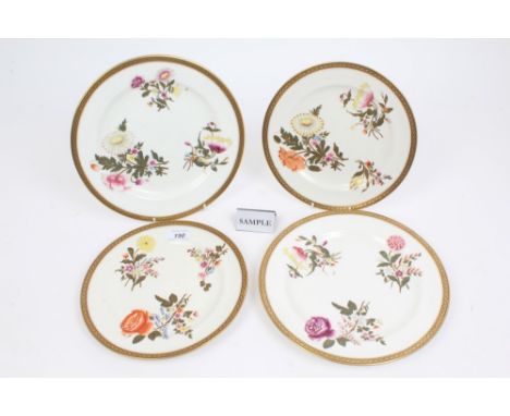 Set of fifteen good quality Victorian Royal Worcester vitreous porcelain dessert plates with polychrome floral decoration wit