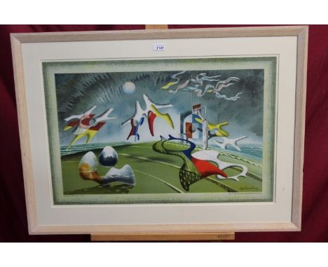 *John Tunnard (1900 - 1971), colour lithograph - 'Holiday', printed for The Baynard Press for School Prints, in glazed frame,