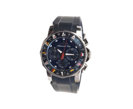 Gentlemen's Corum Admirals Cup Tides 44 Chronograph wristwatch with automatic movement, the circular blue dial with subsidiar