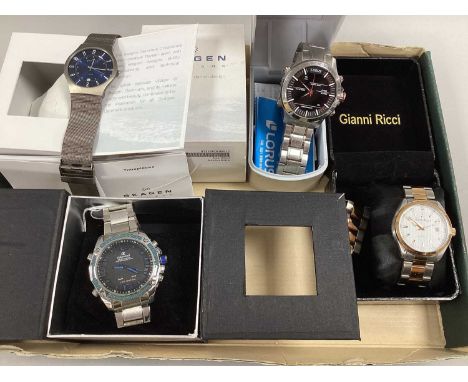 Skagen Titanium Gent's Wristwatch, (233XLTTN) in original box; Gianni Ricci, Lorus and Oskar Emil modern gent's wristwtches (
