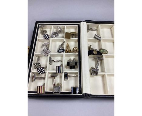 An Assortment of Gent's Cufflinks, to include gilt coloured knot design, enamel inlaid checkerboard pattern, mother of pearl 