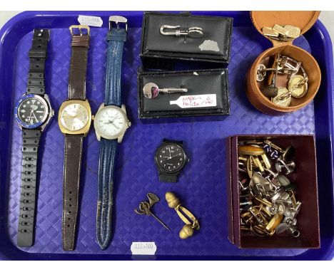 Vintage and Later Gent's Gilt and Other Cufflinks, etc, Montine of Switzerland gent's wristwatch, two further modern wristwat