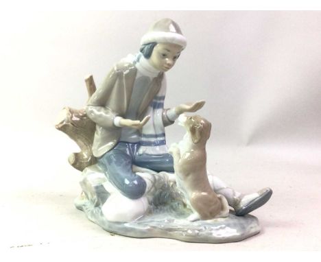 GROUP OF NAO FIGURES, comprising a boy with dog, a lady with cat and otherslargest 29cm highQty: 6