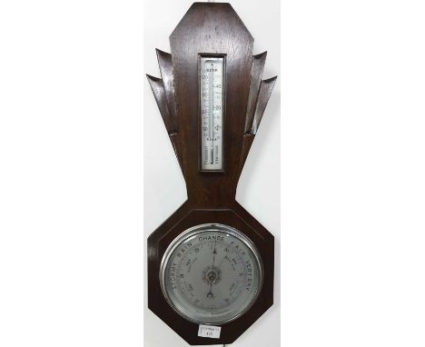 OAK CASED BAROMETER, R M Ramage, Alloa61cm high