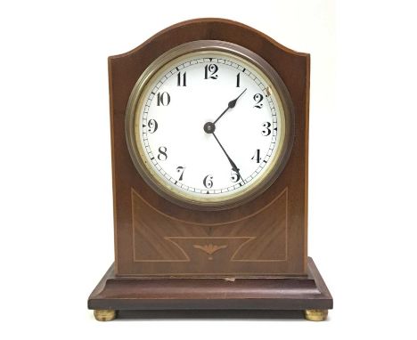EDWARDIAN MAHOGANY CASED MANTEL CLOCK, with Arabic numerals18cm high
