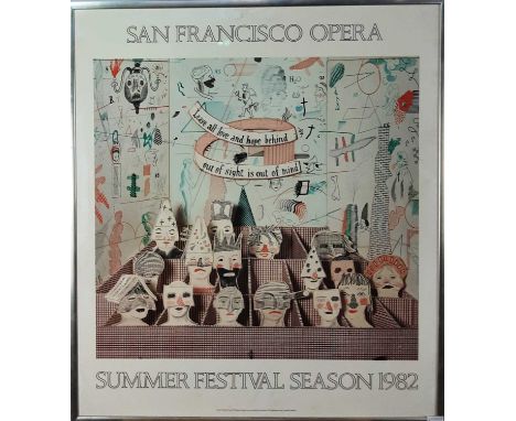DAVID HOCKNEY INTEREST, POSTER PRINT for San Francisco Opera Summer Festival season 1982, featuring a detail of 'Bedlam' by H