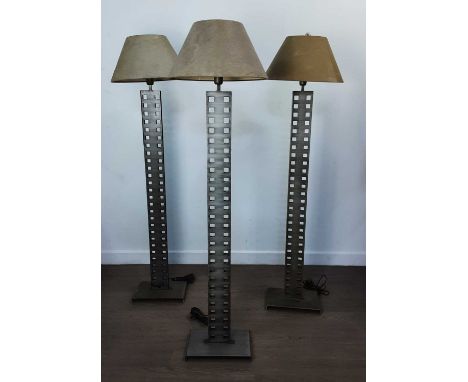 THREE METAL FLOOR LAMPS, AND A TABLE LAMP the floor lamps with shades140cm highQty: 4