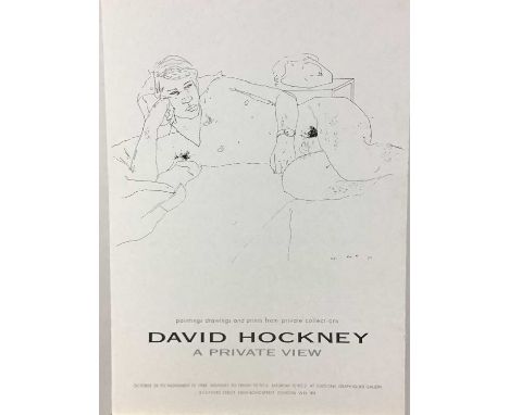 DAVID HOCKNEY INTEREST, PRINT ON CARD for A Private View at Editions Graphiques Gallery in London 1988, unframed86cm x 59.5cm