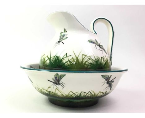GRISELDA HILL WEMYSS POTTERY JUG AND BASIN, LATE 20TH CENTURY  painted with dragonfly designthe jug 19cm high Qty: 2