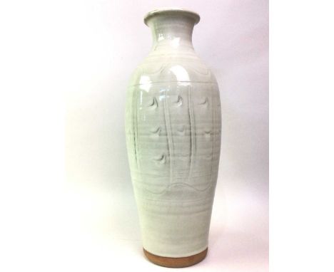 COLLECTION OF CONTEMPORARY STUDIO POTTERY, including vases, jugs and a Winchcombe Pottery teapot the tallest vase 41cm high S