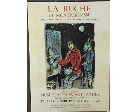 MARC CHAGALL INTEREST, POSTER PRINTS for an exhibition at Musee Jacquemart - Andre 1978-1979, framed, and another poster from