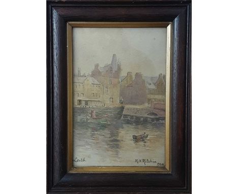 R H RITCHIE (SCOTTISH 20TH CENTURY), LEITH watercolour on paper, signed, titled and dated 1924framed and under glassoverall s
