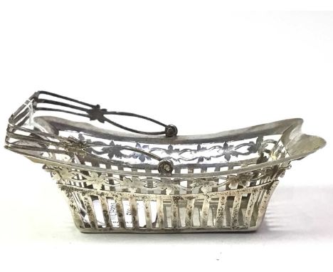 LATE EDWARDIAN/EARLY GEORGE V SILVER BASKET, AND OTHER SILVER Birmingham 1910, along with a pair of heart shaped silver pin d