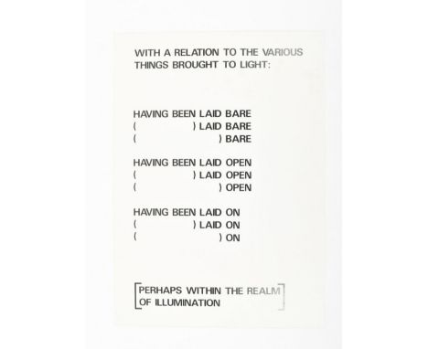 [Prints and Posters] Lawrence Weiner, With a relation to the various things brought to light Milan, Galeria Toselli, 1974. Of