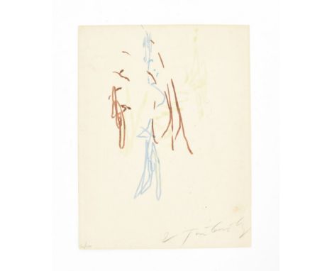 [s and 1970s] Jean Tinguely, original Meta matic drawing, 1973 Original signed felt tip drawing. Brown, blue and light green 