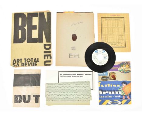 [Fluxus] Ben Dieu Art Total Sa Revue Nice, self-published, 1963. Three brown folders assembled in a printed kraft paper wrapp