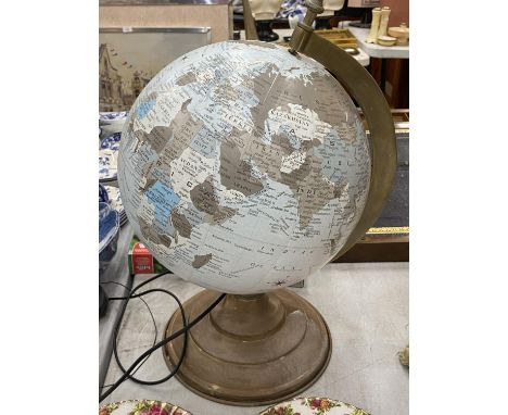A DESKTOP GLOBE WITH METAL BASE 
