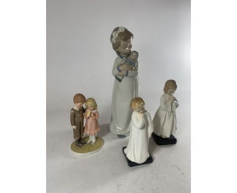 FOUR VARIOUS FIGURES TWO ROYAL DOULTON, A NAO AND A ROYAL OSBOURNE (ONE A/F SEE PHOTOS) 