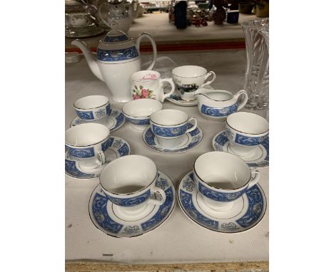 A 'WOODS' COFFEE SET TO INCLUDE A COFFEE POT, CUPS, SAUCERS, CREAM JUG AND SUGAR BOWL, A CHINA 'DAD' CUP AND SAUCER AND A HAP