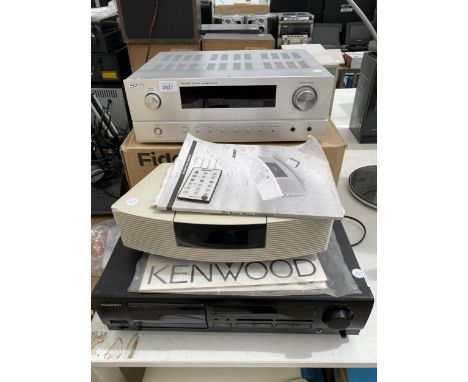 AN ASSORTMENT OF ITEMS TO INCLUDE A FIDEK FAV-615 DIGITAL AV AMPLIFIER AND A KENWOOD CASSETTE DECK ETC 